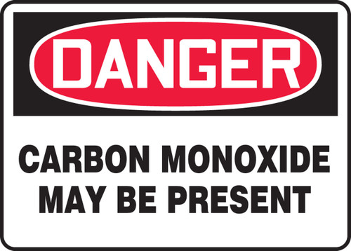 OSHA Danger Safety Sign: Carbon Monoxide May Be Present 7" x 10" Accu-Shield 1/Each - MCHL085XP