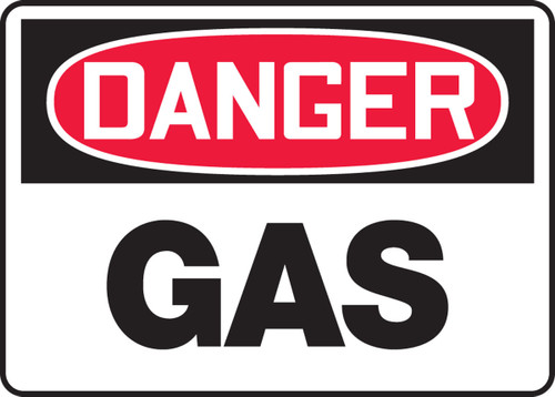 OSHA Danger Safety Sign: Gas 7" x 10" Adhesive Dura-Vinyl 1/Each - MCHL089XV