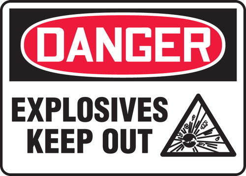 OSHA Danger Safety Sign: Explosives - Keep Out 14" x 10" Adhesive Dura-Vinyl 1/Each - MCHL121XV