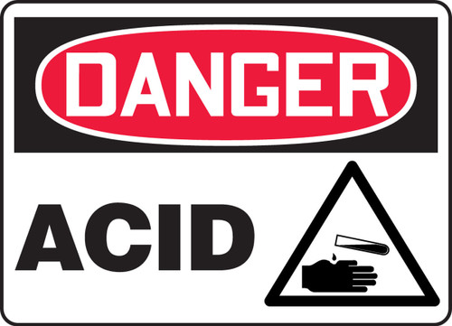 OSHA Danger Safety Sign: Acid 10" x 14" Adhesive Vinyl 1/Each - MCHL180VS