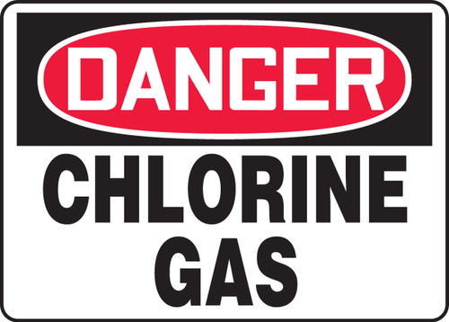 OSHA Danger Safety Sign: Chlorine Gas 10" x 14" Plastic 1/Each - MCHL184VP