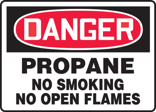 OSHA Danger Safety Sign: Propane- No Smoking- No Open Flames 10" x 14" Dura-Fiberglass 1/Each - MCHL200XF