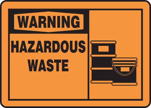 OSHA Warning Safety Sign: Hazardous Waste 7" x 10" Plastic 1/Each - MCHL325VP