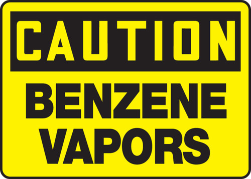 OSHA Caution Safety Sign: Benzene Vapors 10" x 14" Dura-Fiberglass 1/Each - MCHL608XF