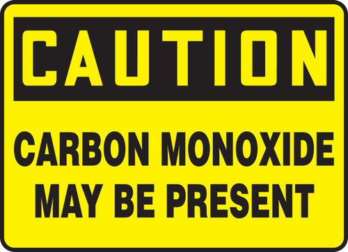 OSHA Caution Safety Sign: Carbon Monoxide May Be Present 10" x 14" Dura-Plastic 1/Each - MCHL614XT