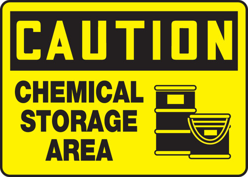 OSHA Caution Safety Sign: Chemical Storage Area 10" x 14" Aluminum 1/Each - MCHL615VA
