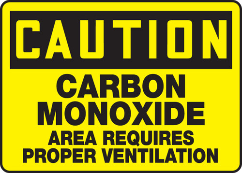 OSHA Caution Safety Sign: Carbon Monoxide - Area Requires Proper Ventilation 10" x 14" Dura-Fiberglass 1/Each - MCHL618XF