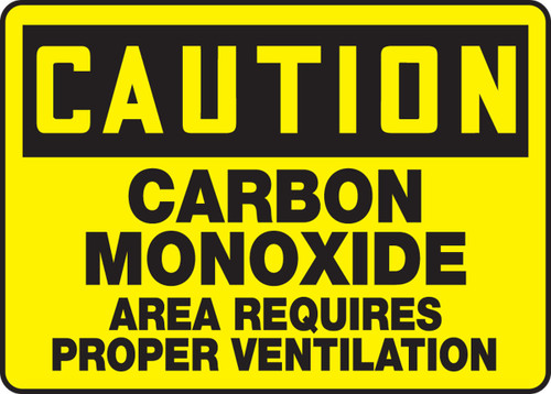 OSHA Caution Safety Sign: Carbon Monoxide - Area Requires Proper Ventilation 10" x 14" Dura-Plastic 1/Each - MCHL618XT