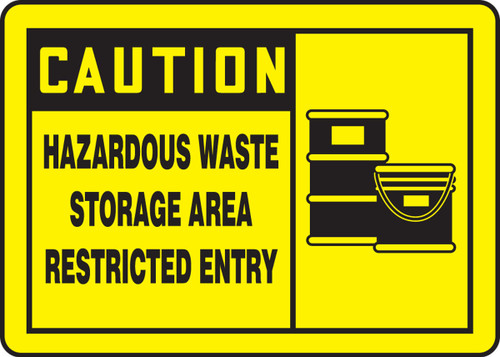 OSHA Caution Safety Sign: Hazardous Waste Storage Area Restricted Entry 10" x 14" Adhesive Vinyl 1/Each - MCHL630VS