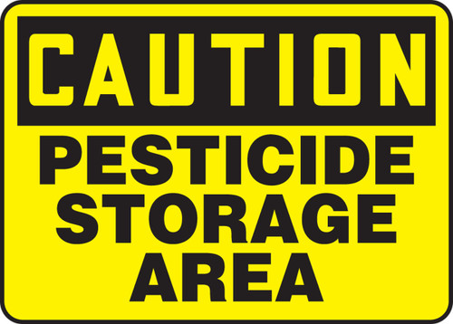 OSHA Caution Safety Sign: Pesticide Storage Area 7" x 10" Adhesive Dura-Vinyl 1/Each - MCHL653XV