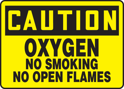 OSHA Caution Safety Sign: Oxygen No Smoking No Open Flames 10" x 14" Aluminum 1/Each - MCHL656VA