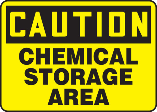 OSHA Caution Chemical Safety Sign: Chemical Storage Area 10" x 14" Aluminum - MCHL668VA