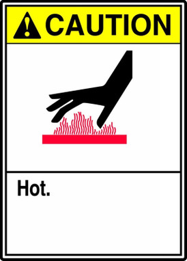 ANSI Caution Safety Sign: Hot 14" x 10" Plastic 1/Each - MCHL708VP