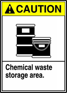 ANSI Caution Safety Sign: Chemical Waste Storage Area 14" x 10" Aluminum 1/Each - MCHL713VA