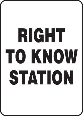 Safety Sign: Right To Know Station 14" x 10" Aluminum 1/Each - MCHM520VA