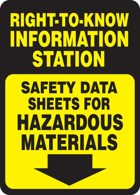 Right-To-Know Information Station Safety Sign: Safety Data Sheets For Hazardous Materials 14" x 10" Aluma-Lite 1/Each - MCHM523XL