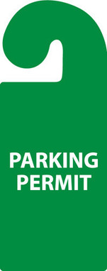 Parking Permit - Vehicle Hang Tag - Parking Permit - 8 1/4X3 1/4 - Rigid Plastic - Green - Pack of 5 - VHT4
