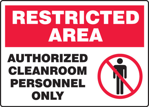 Restricted Area Safety Sign: Authorized Cleanroom Personnel Only 10" x 14" Adhesive Dura-Vinyl 1/Each - MCLR900XV