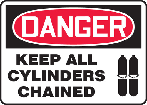 OSHA Danger Safety Sign: Keep All Cylinders Chained 10" x 14" Aluminum 1/Each - MCPG027VA