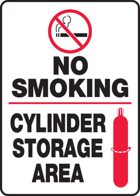 No Smoking Safety Sign: Cylinder Storage Area 14" x 10" Dura-Plastic 1/Each - MCPG504XT