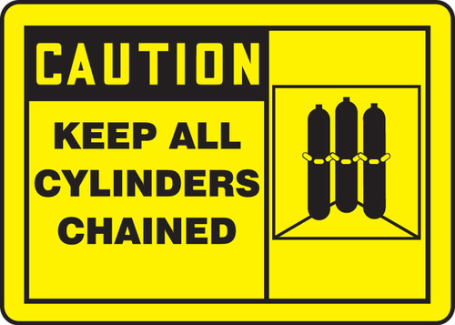 OSHA Caution Safety Sign: Keep All Cylinders Chained (Graphic) 10" x 14" Adhesive Vinyl 1/Each - MCPG601VS