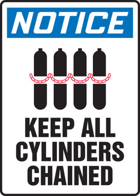 OSHA Notice Cylinder Sign: Keep All Cylinders Chained 14" x 10" Aluminum 1/Each - MCPG815VA