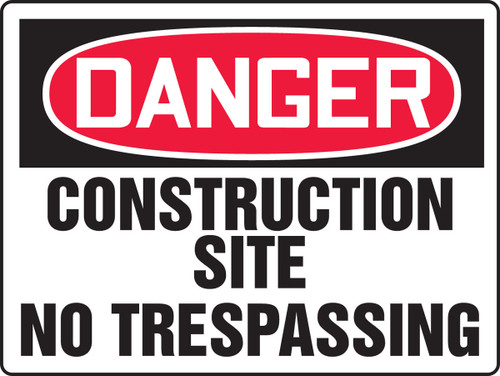 BIGSigns OSHA Danger Safety Sign: Construction Site - No Trespassing 18" x 24" Dura-Plastic 1/Each - MCRT115XT