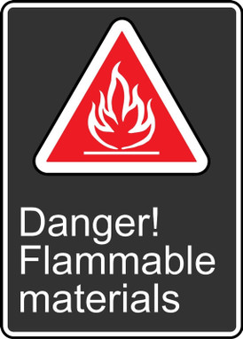 Safety Sign: Danger! Flammable Materials English 14" x 10" Adhesive Dura-Vinyl 1/Each - MCSA140XV