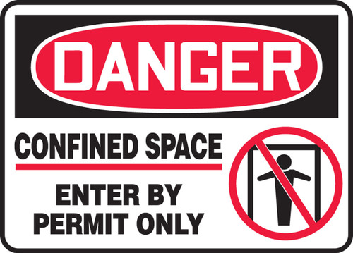 OSHA Danger Safety Sign: Confined Space Sign - Enter By Permit Only 10" x 14" Accu-Shield 1/Each - MCSP014XP