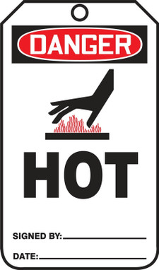 OSHA Danger Safety Tag: Hot Standard Back A PF-Cardstock 5/Pack - MDT005CTM