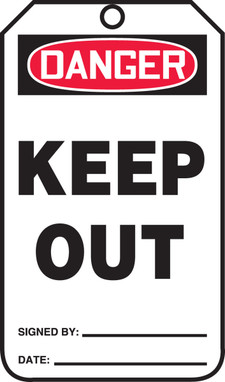 OSHA Danger Safety Tag: Keep Out Standard Back A PF-Cardstock 25/Pack - MDT108CTP
