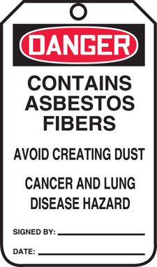 OSHA Danger Safety Tag: Contains Asbestos Fibers - Avoid Creating Dust - Cancer and Lung Disease Hazard Standard Back A PF-Cardstock 5/Pack - MDT155CTM