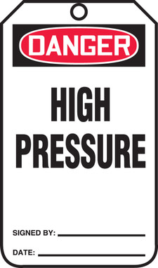 OSHA Danger Safety Tag: High Pressure Standard Back A RP-Plastic 5/Pack - MDT171PTM