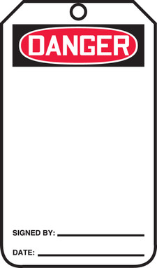 OSHA Danger Safety Tag: Blank English Standard Back B PF-Cardstock 5/Pack - MDT185CTM