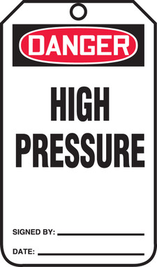 OSHA Danger Safety Tag: High Pressure Standard Back B PF-Cardstock 5/Pack - MDT226CTM