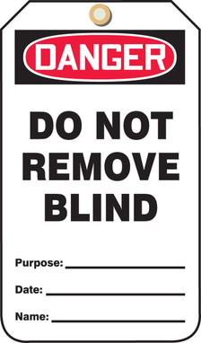 OSHA Danger Safety Tag: Do Not Remove Blind RP-Plastic 25/Pack - MDT243PTP