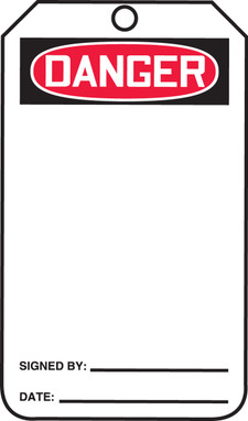 OSHA Danger Safety Tag: (Blank) PF-Cardstock 5/Pack - MDT260CTM