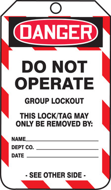 Group Lockout Job Tags Jumbo PF-Cardstock 25/Pack - MDT264CTP