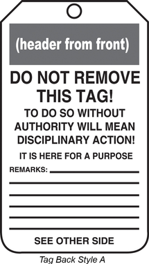 OSHA Notice Safety Tag: Blank/Do Not Remove Standard Back A 8 1/2" x 3 7/8" PF-Cardstock 25/Pack - MDT803CTP