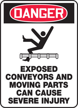 OSHA Danger Safety Sign: Exposed Conveyors And Moving Parts Can Cause Severe Injury 14" x 10" Accu-Shield 1/Each - MECN112XP