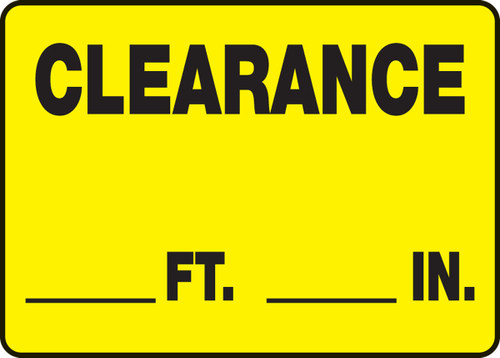 Safety Sign: Clearance ___ Ft. ___ In. 10" x 14" Adhesive Vinyl 1/Each - MECR527VS