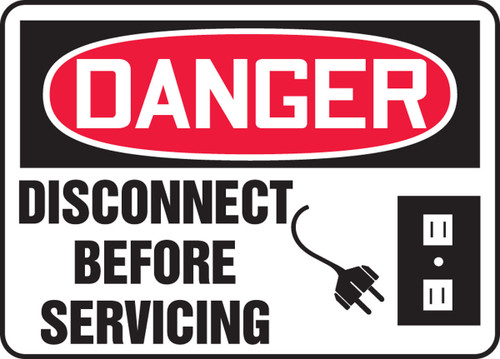 OSHA Danger Safety Sign: Disconnect Before Servicing 7" x 10" Adhesive Vinyl - MELC007VS