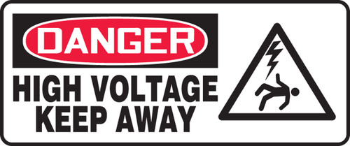 OSHA Danger Safety Sign: High Voltage - Keep Away 7" x 17" Dura-Fiberglass 1/Each - MELC014XF