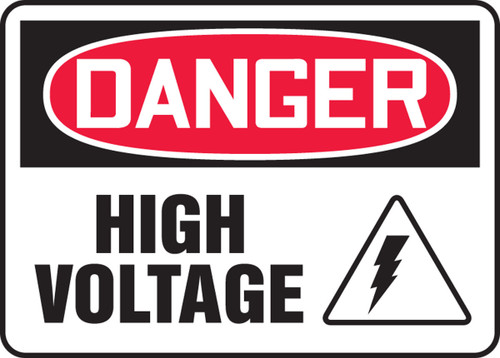 OSHA Danger Safety Sign: High Voltage With Graphic 10" x 14" Plastic - MELC028VP