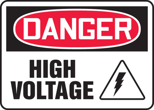 OSHA Danger Safety Sign: High Voltage With Graphic 10" x 14" Adhesive Dura-Vinyl - MELC028XV