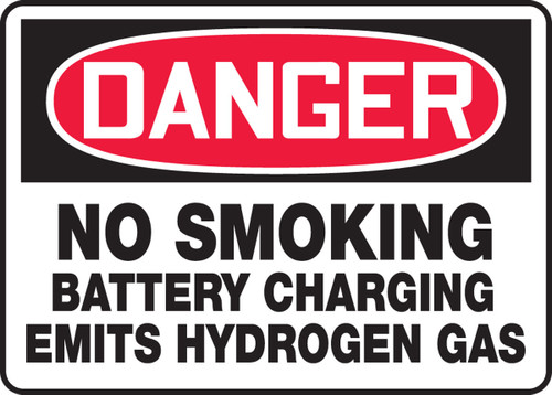 OSHA Danger Safety Sign: No Smoking - Battery Charging Emits Hydrogen Gas 7" x 10" Aluma-Lite 1/Each - MELC096XL
