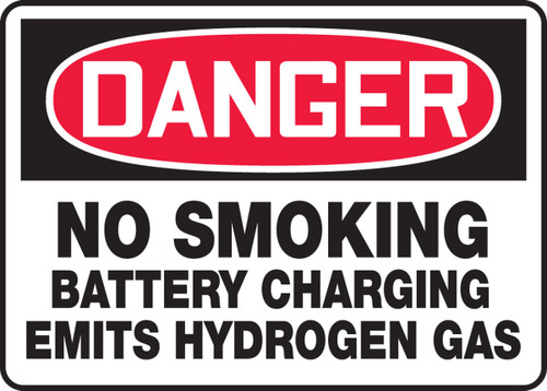 OSHA Danger Safety Sign: No Smoking - Battery Charging Emits Hydrogen Gas 7" x 10" Accu-Shield 1/Each - MELC096XP