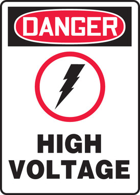 OSHA Danger Safety Sign: High Voltage Graphic 14" x 10" Adhesive Vinyl 1/Each - MELC154VS