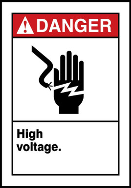 ANSI Danger Safety Sign: High Voltage. 14" x 10" Aluminum 1/Each - MELC155VA