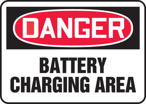 OSHA Danger Safety Sign: Battery Charging Area 10" x 14" Aluminum 1/Each - MELC175VA